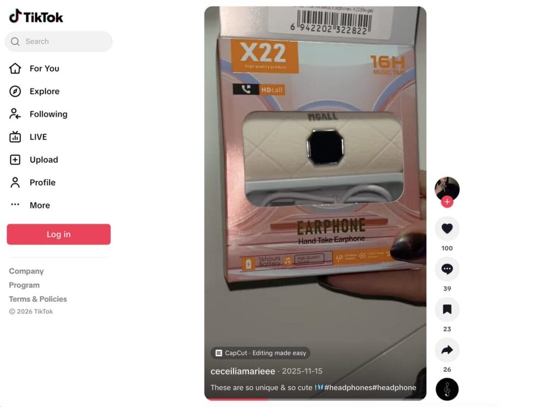 Butterfly Clip-On Wireless Earbuds TikTok ad, one of the best dropshipping products for August 2026