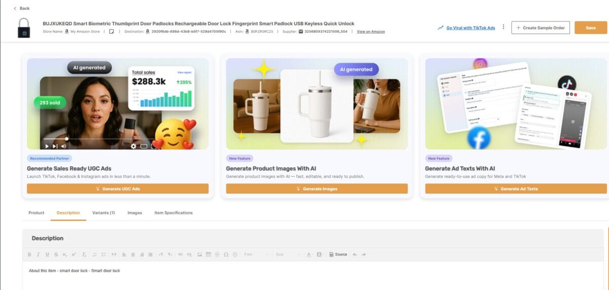 Leverage AutoDS AI Product Title & Description generator 