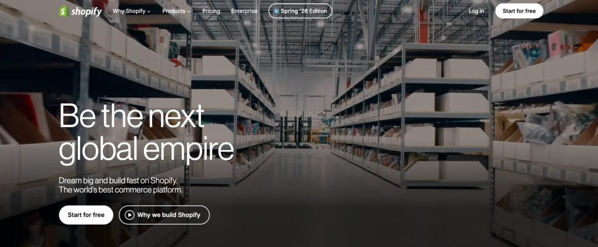 Shopify's homepage
