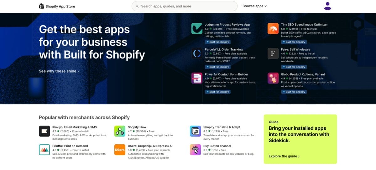 Shopify app store for dropshipping