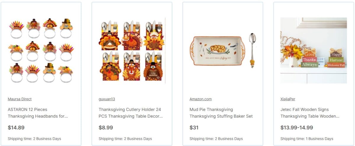 Thanksgiving holiday products for Q4 dropshipping