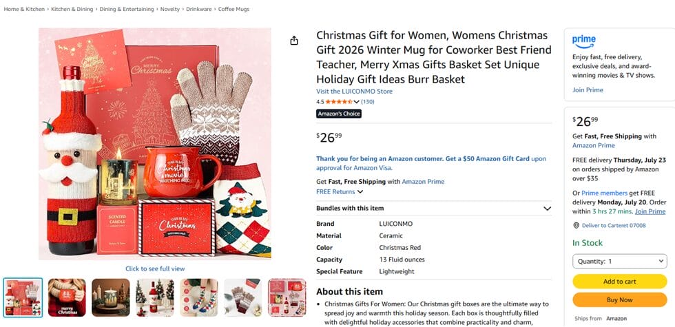 Christmas gift set for holiday dropshipping in 2026 on Amazon