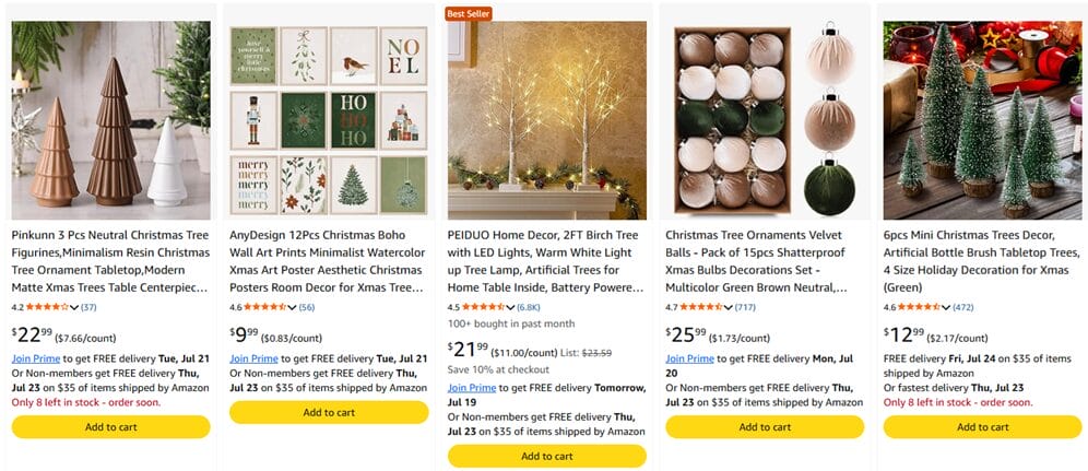 Seasonal home decor for holiday dropshipping on Amazon
