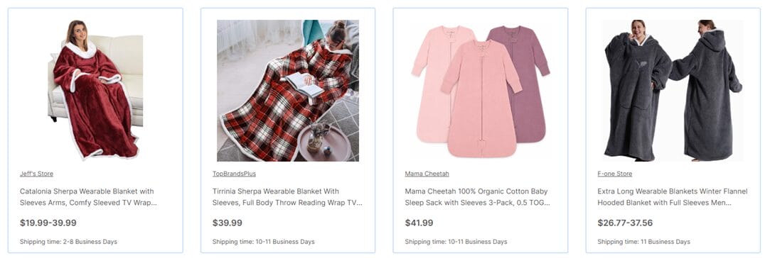 Winter wearable heated blankets for holiday dropshipping in AutoDS