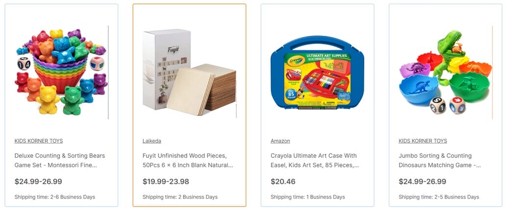 Kids toys and creative play for holiday dropshipping in AutoDS