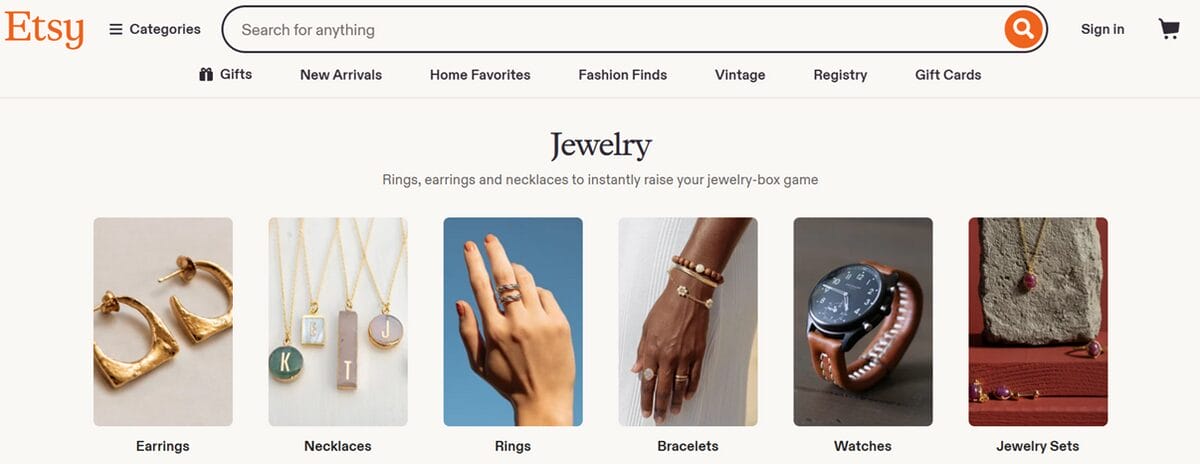 Etsy jewlery cataog for dropshipping in 2026