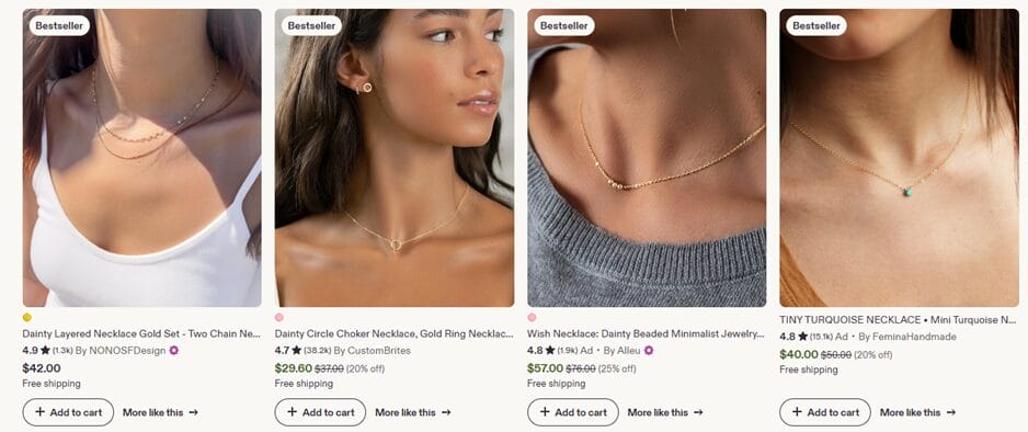 Minimalist layering necklace on Etsy for jewelry dropshipping