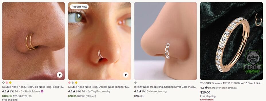 Etsy body jewelry nose rings for dropshipping