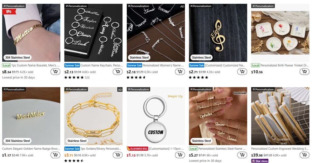 Temu supplier for jewelry dropshipping on Etsy