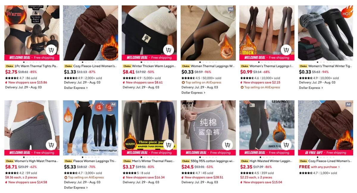 Fleece-Lined Thermal Leggings, one of the best Q4 dropshipping products