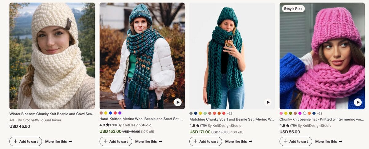 Chunky Knit Scarf And Beanie Sets, one of the best Q4 dropshipping products