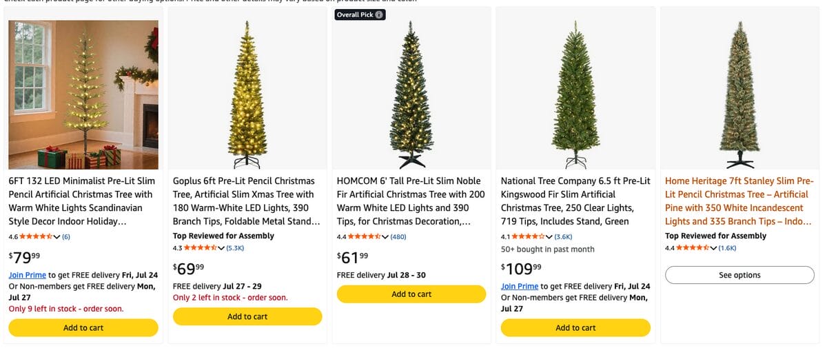Slim Pre-Lit Christmas Trees, one of the best Q4 dropshipping products