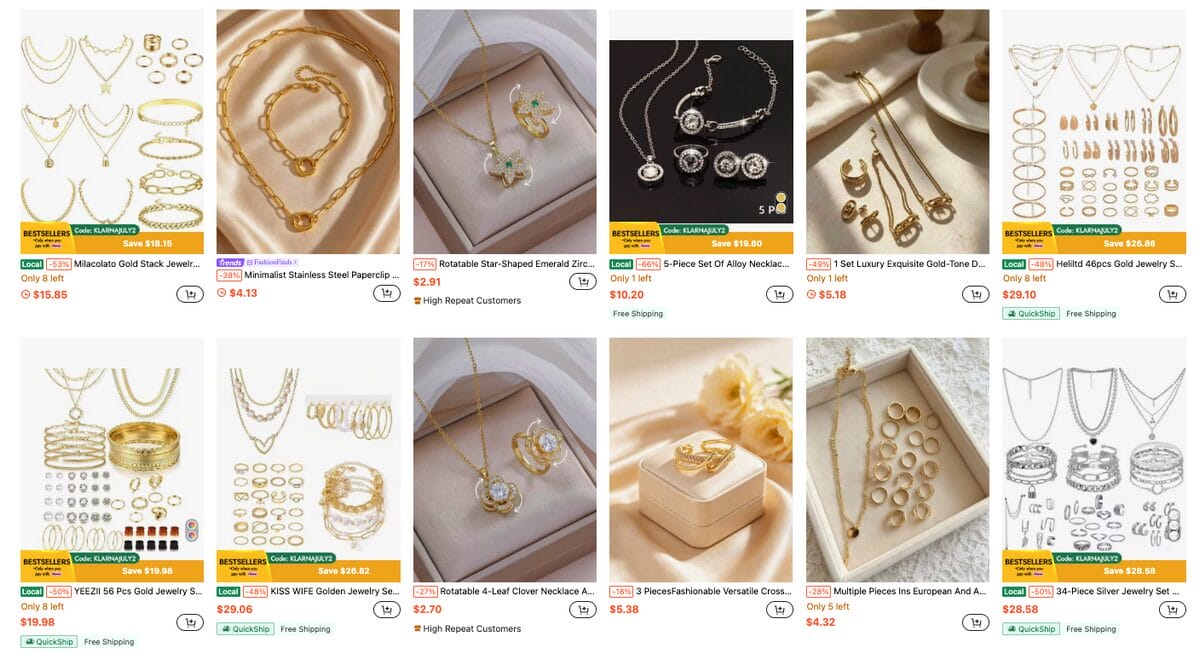 Layered Necklace And Stacking Ring Sets, one of the best Q4 dropshipping products
