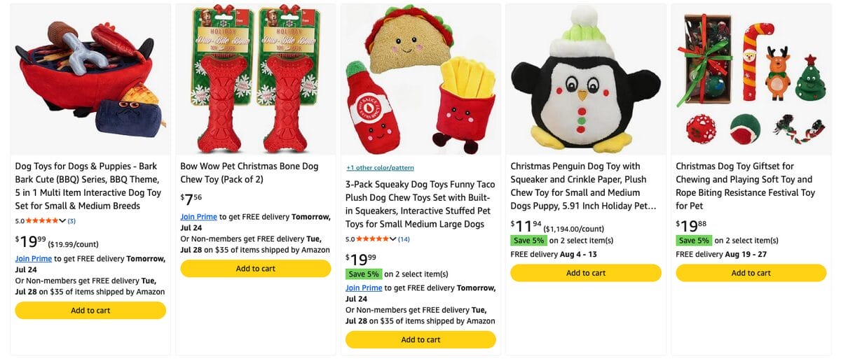 Holiday-Themed Pet Toys, one of the best Q4 dropshipping products