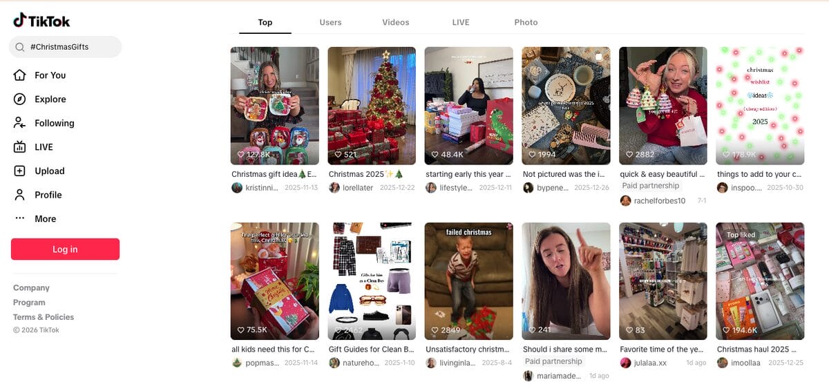 TikTok "Christmas Gift" hashtag to find Q4 dropshipping products