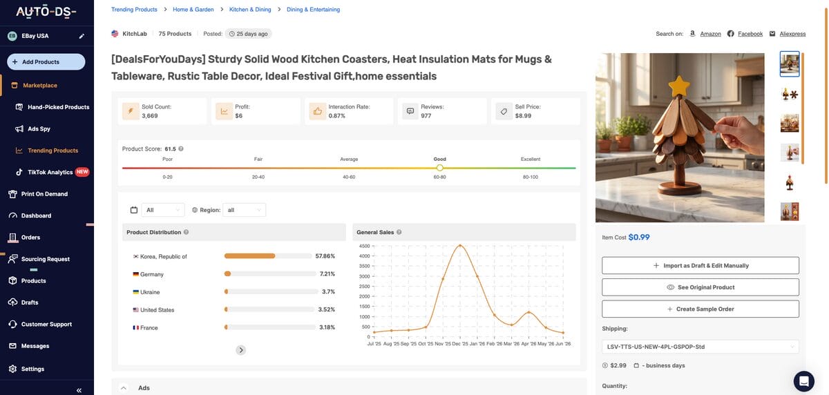 AutoDS Product Research Tools to find Q4 dropshipping products