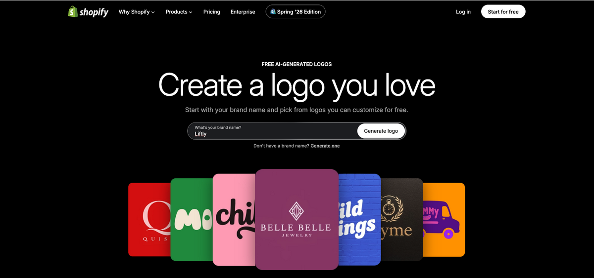 Shopify AI logo maker for dropshipping store