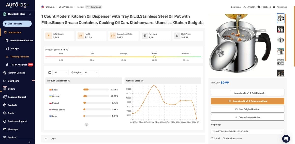 AutoDS's Trending Products for Shopify dropshipping