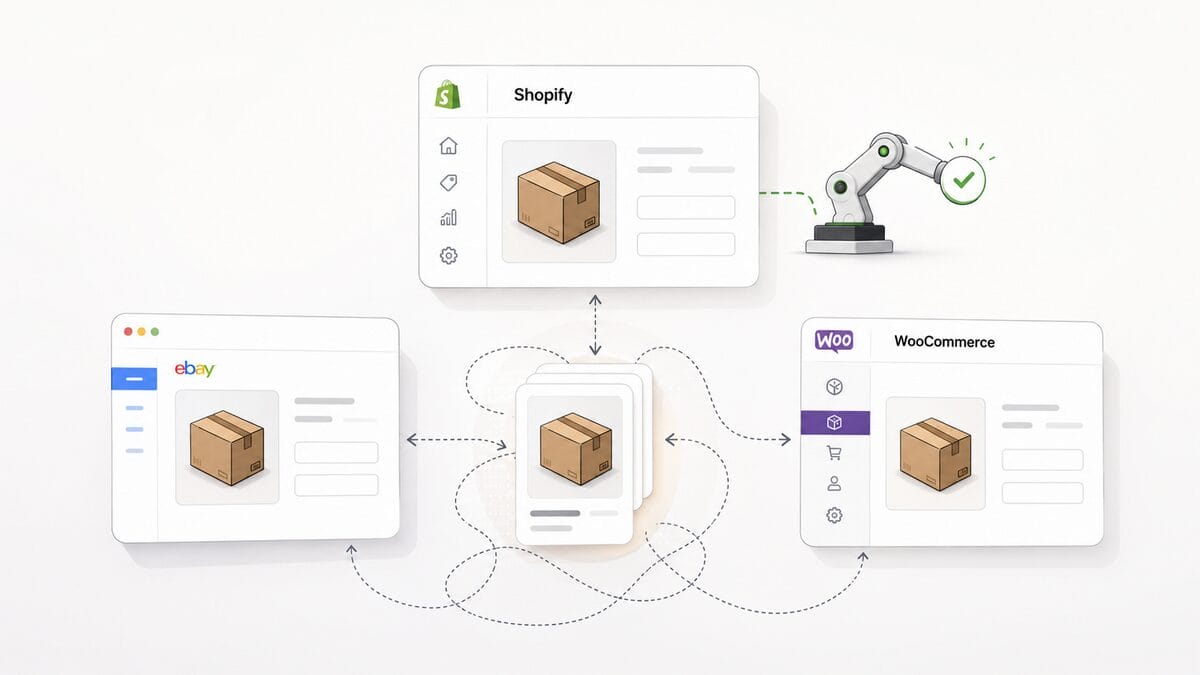 Multichannel management between eBay, Shopify, and WooCommerce
