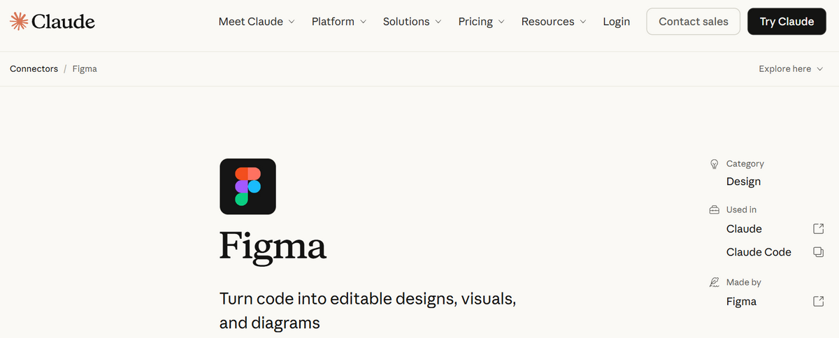 Figma Claude connector available in 2026