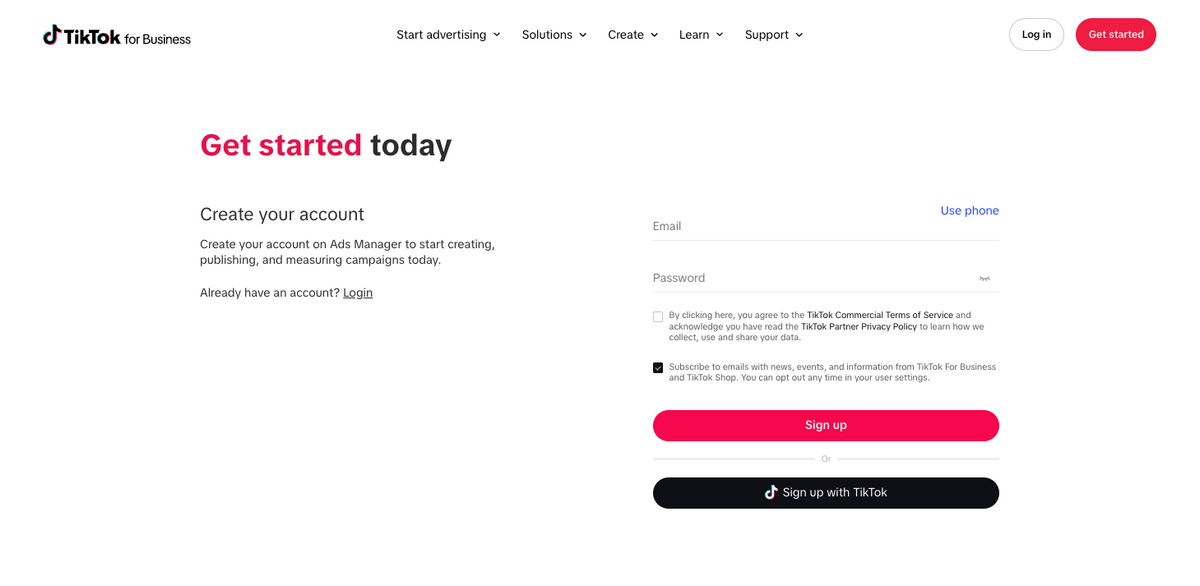Create a TikTok Ads Manager account