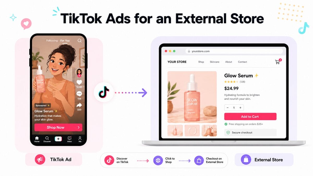 TikTok Ads for dropshipping in an external store
