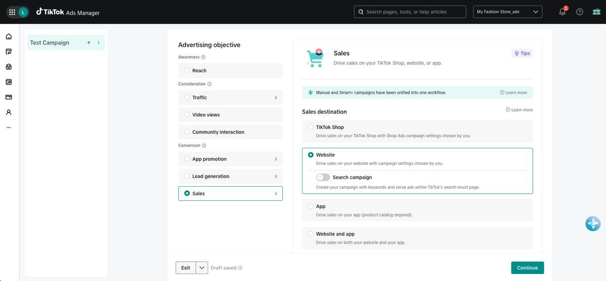 Set up advertising campaigns on TikTok ads for dropshipping