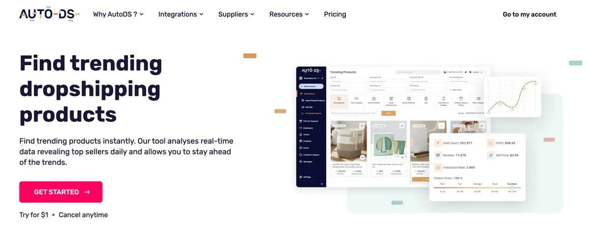 AutoDS product research feature for tiktok dropshipping
