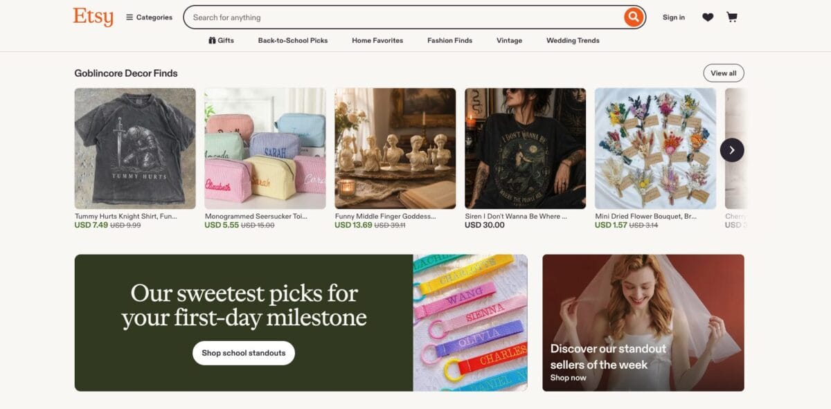 Etsy Canada for dropshipping