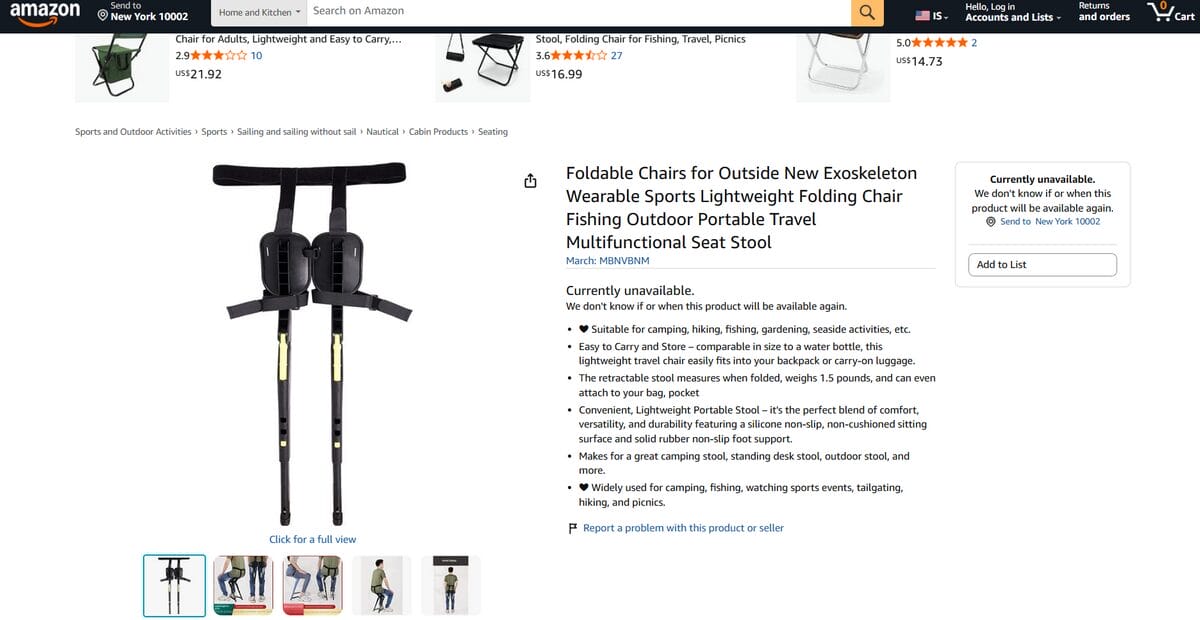 Wearable folding exoskeleton chair, a best dropshipping product for September 2026