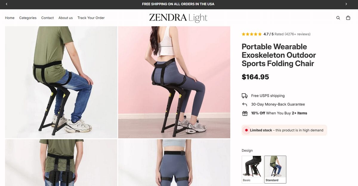 portable wearable folding chair