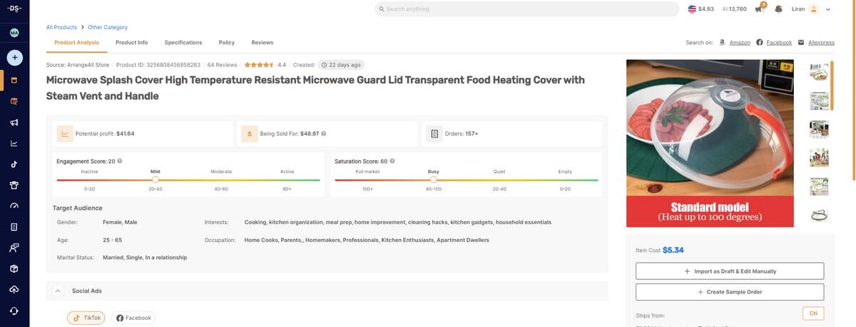 Microwave and table food cover, a top dropshipping product for September kitchen refreshes
