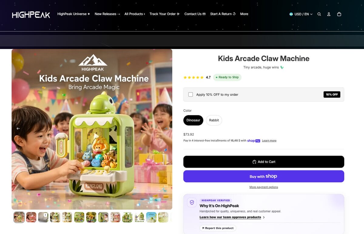 kids playing with a dinosaur claw machine toy