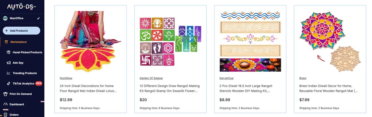 Reusable Acrylic Rangoli Floor Décor, one of the best Diwali dropshipping products