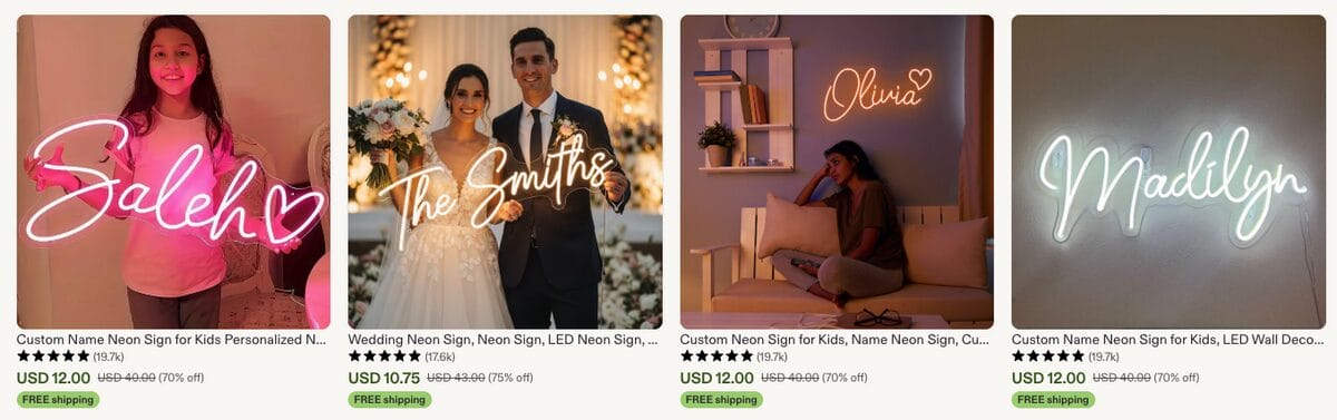 Personalized LED Name / Family Sign, one of the best Diwali dropshipping products