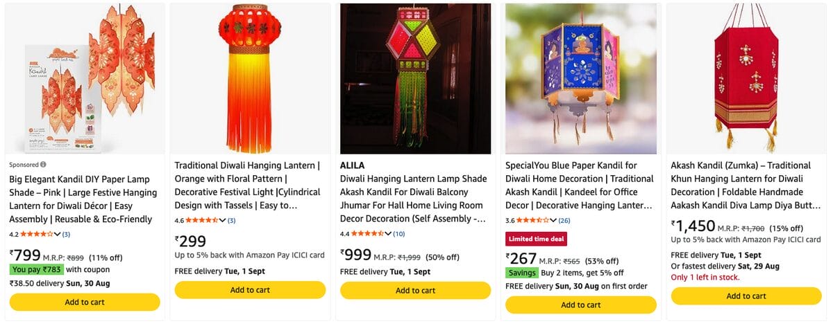 Decorative Lantern / Hanging Kandil, one of the best Diwali dropshipping products