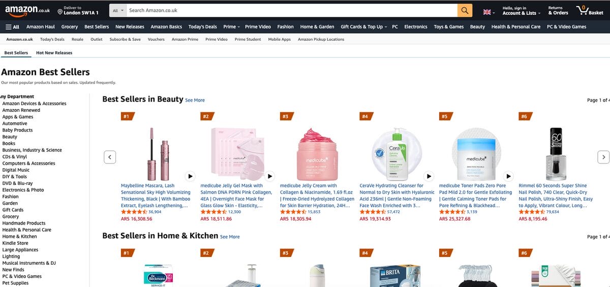 Amazon UK Best Sellers for eBay UK dropshipping