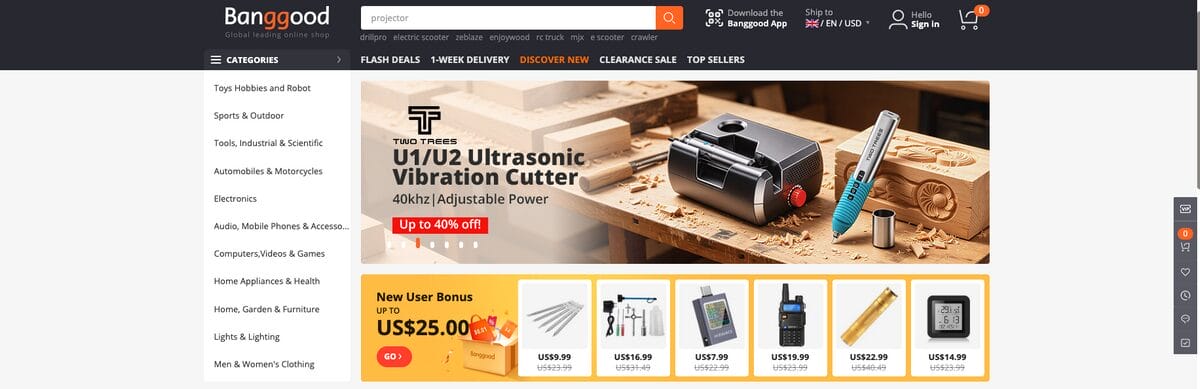 Banggood UK, one of the best suppliers for eBay UK dropshipping