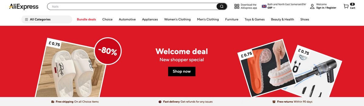 AliExpress UK, one of the best suppliers for eBay UK dropshipping