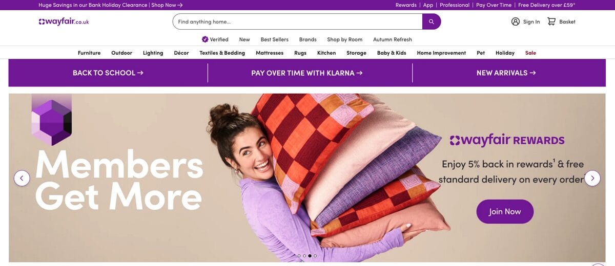 Wayfair UK, one of the best suppliers for eBay UK dropshipping