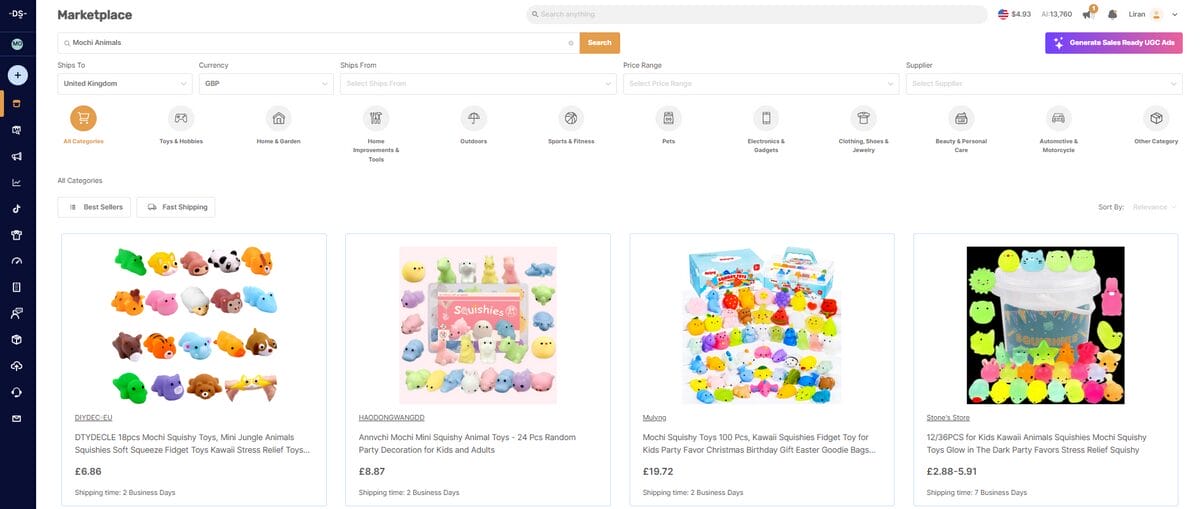 Find Squishy Toys in AutoDS's Marketplace