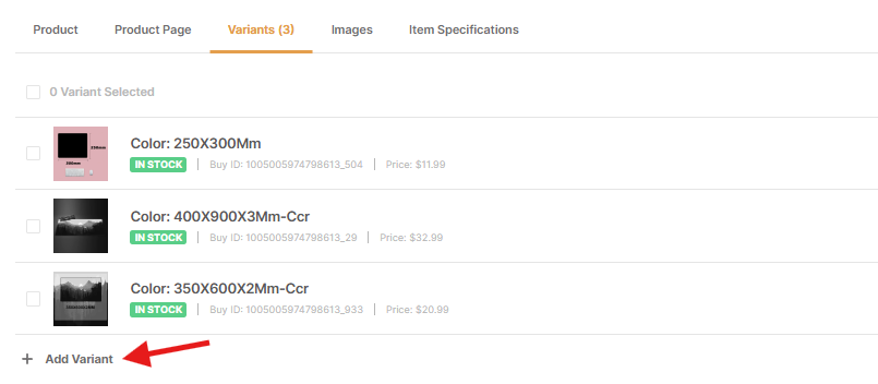 How to edit product variants on AutoDS's marketplace