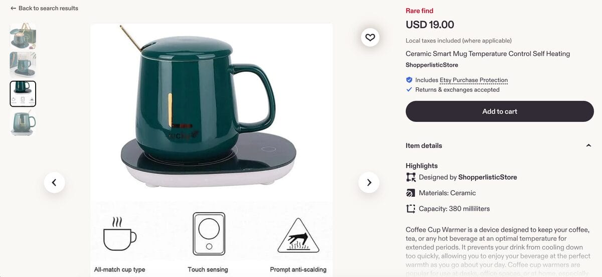 Electric Mug Warmer From Etsy For Dropshipping