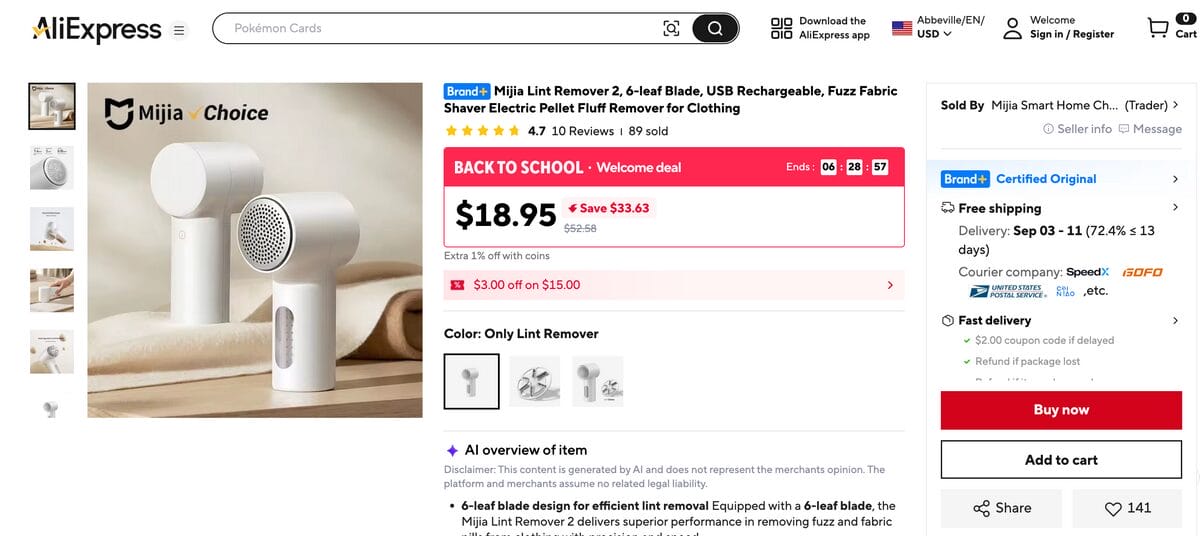 AliExpress Fabric Shaver Dropshipping