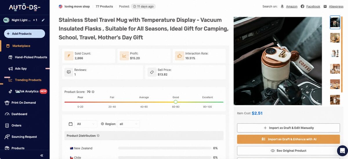 Travel Mug With Temperature Display Selling In Autumn