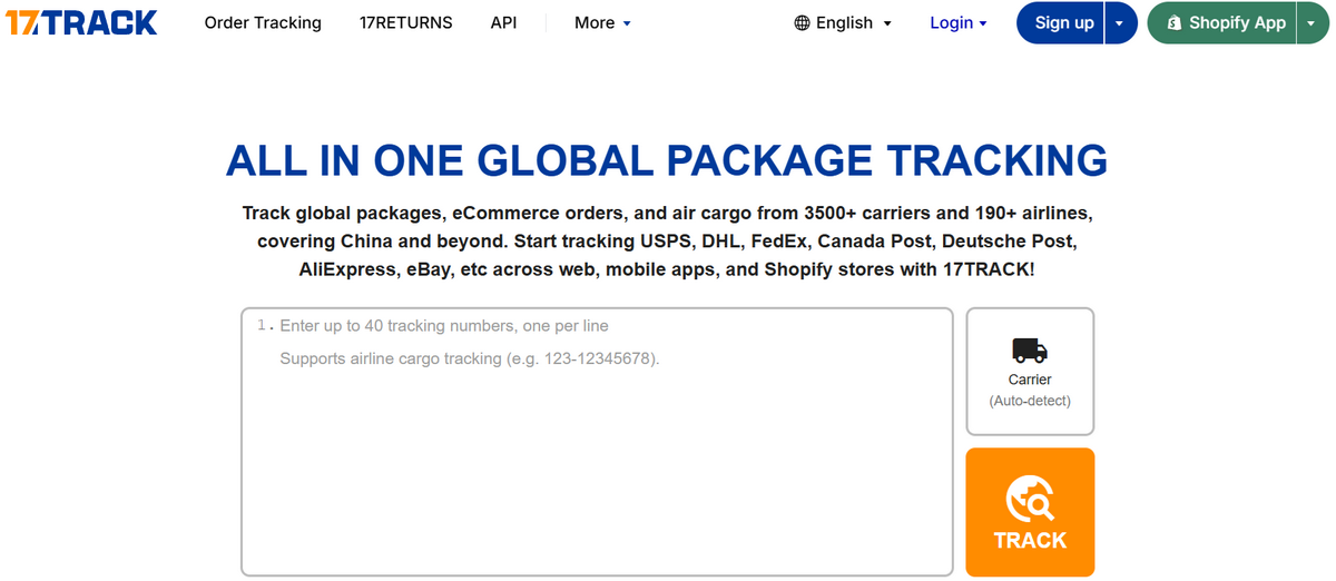17Track multi carrier ePacket tracker service