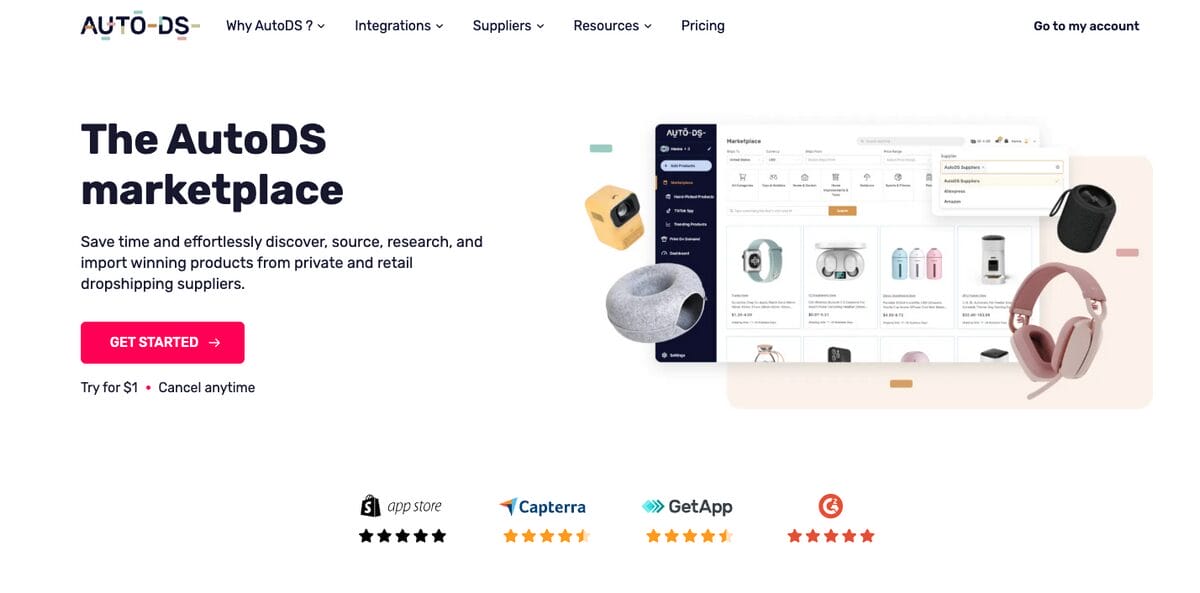 AutoDS, one of the top Etsy dropshipping suppliers