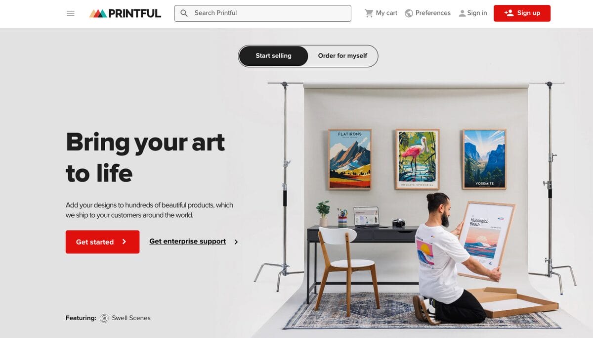 Printful, one of the top Etsy dropshipping suppliers
