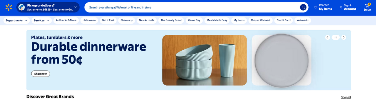 Walmart, one of the top Etsy dropshipping suppliers