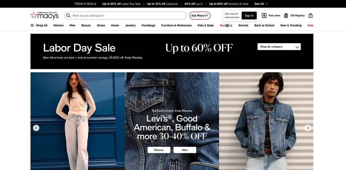 Macy's, one of the top Etsy dropshipping suppliers